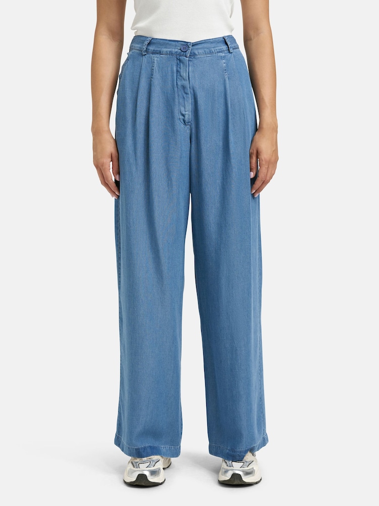 Smith & Soul Blue Pleated Lyocell Trousers - Image 1 of 4