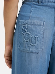 Smith & Soul Blue Pleated Lyocell Trousers - Image 3 of 4