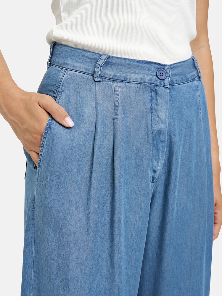 Smith & Soul Blue Pleated Lyocell Trousers - Image 4 of 4