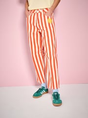 Eleanor Bowmer Red/Ecru Stripe Embroidered Pocket Barrel Leg Jeans - Image 2 of 6