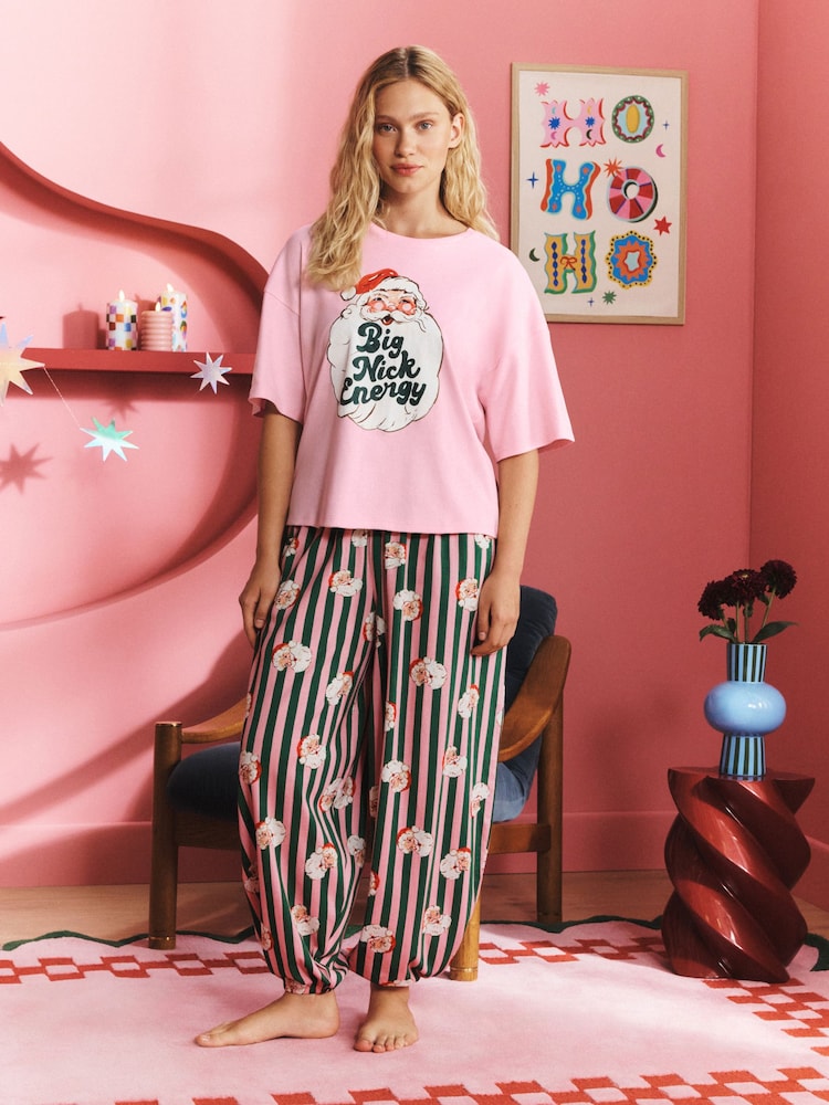 Eleanor Bowmer Pink/Green Big Nick Energy Balloon Pyjamas - Image 1 of 6