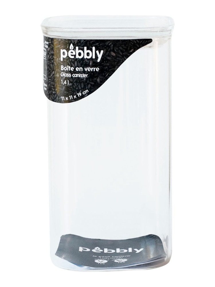 Pebbly Clear Glass Storage Container With Glass Lid 1.4L - Image 2 of 6