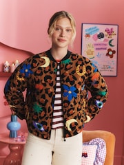 Eleanor Bowmer Leopard Icons Quilted Bomber Jacket - Image 1 de 6