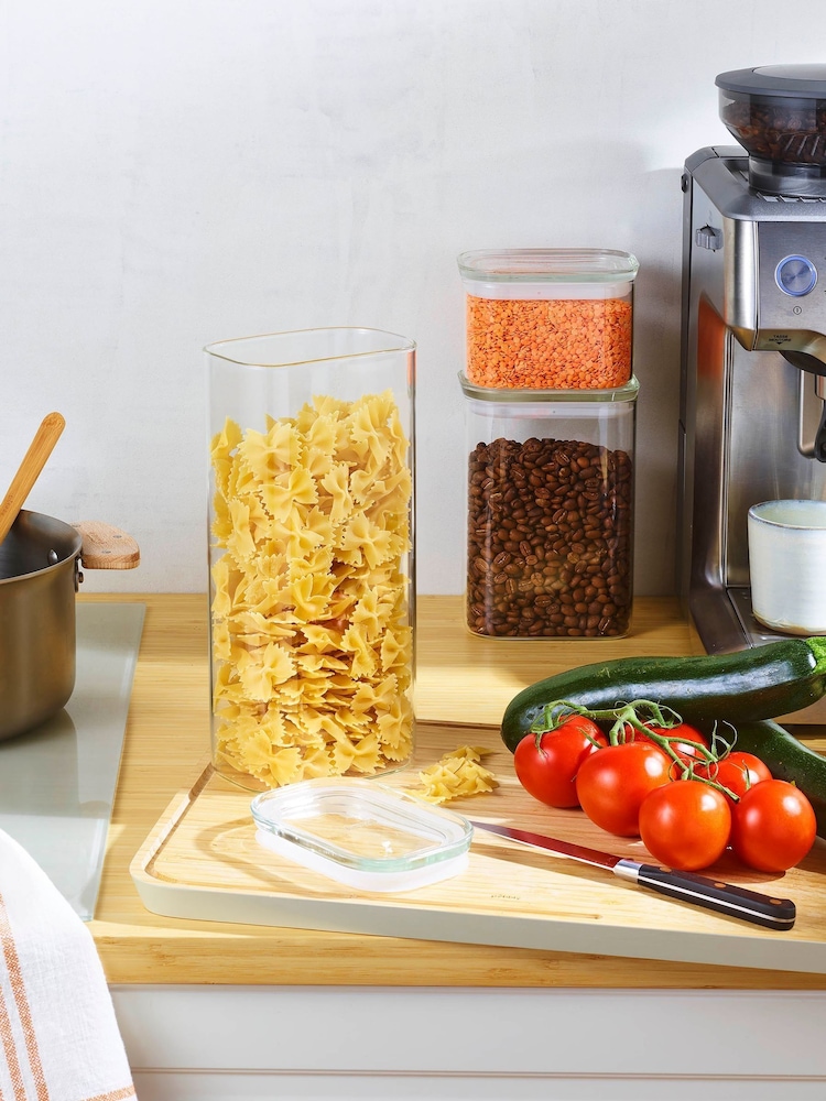 Pebbly 3 Pack Clear Glass Storage Container With Glass Lid - Image 2 of 4