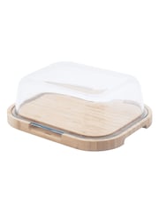 Pebbly Clear  Bamboo Cheese Box Glass - Image 1 of 4