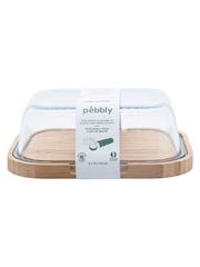 Pebbly Clear  Bamboo Cheese Box Glass - Image 2 of 4