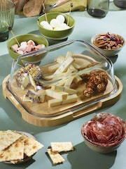Pebbly Clear  Bamboo Cheese Box Glass - Image 4 of 4
