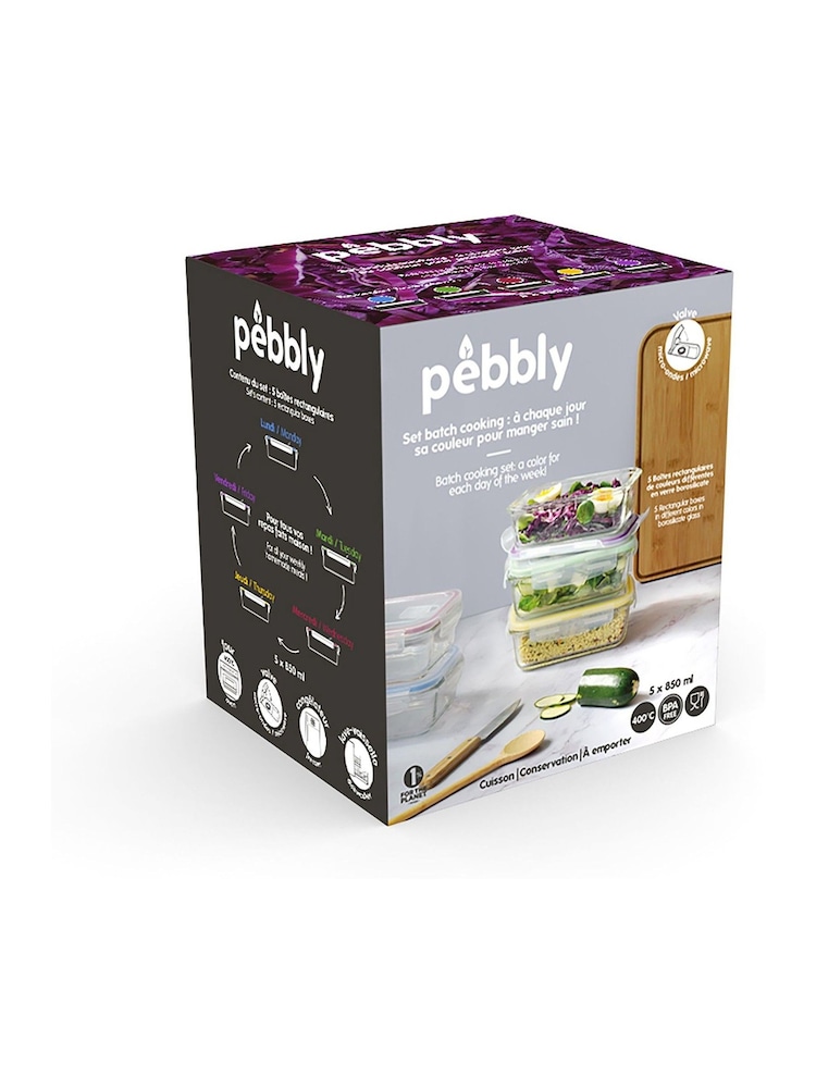 Pebbly 5 Pack Clear Glass Batch Cooking Containers 50ML - Image 6 of 6