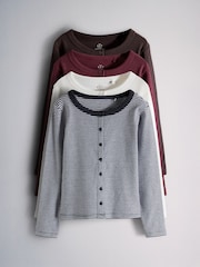 The Set 4 Pack Long Sleeve Rib Jersey Button Through Tops - 7суретінің 1 суреті