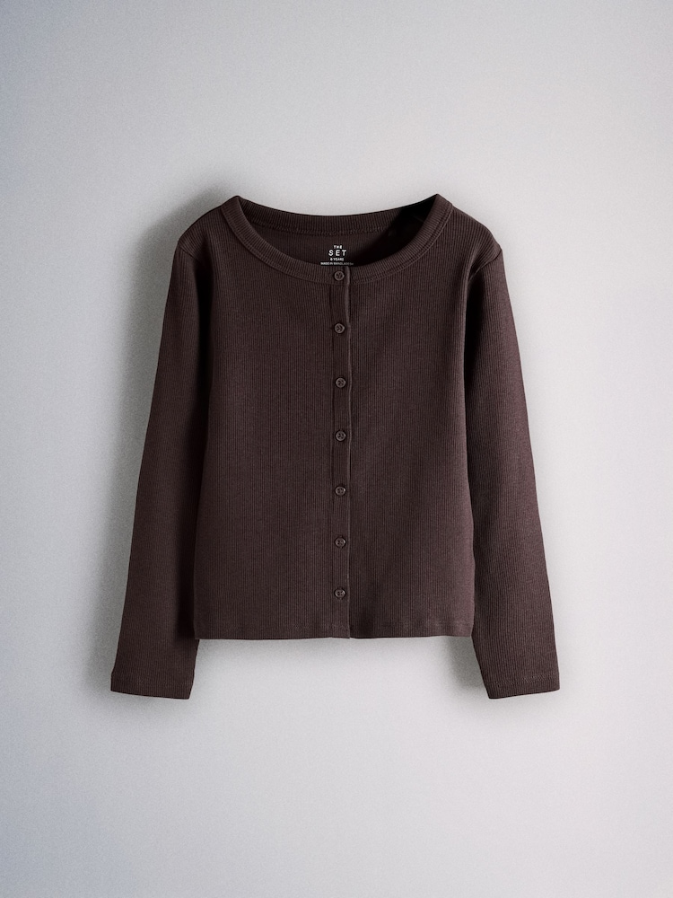 The Set 4 Pack Long Sleeve Rib Jersey Button Through Tops - 7суретінің 2 суреті