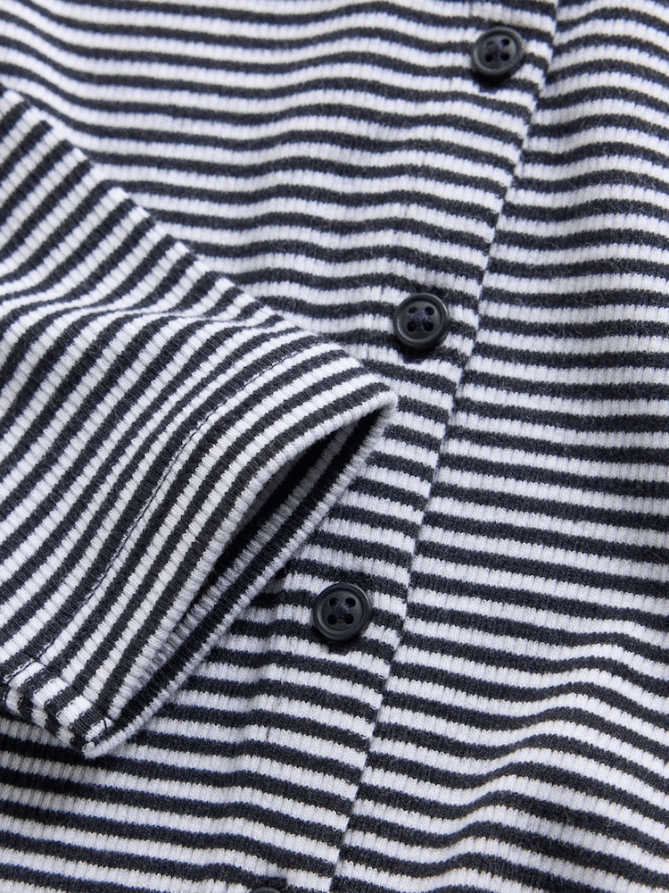 The Set 4 Pack Long Sleeve Rib Jersey Button Through Tops - 7суретінің 7 суреті