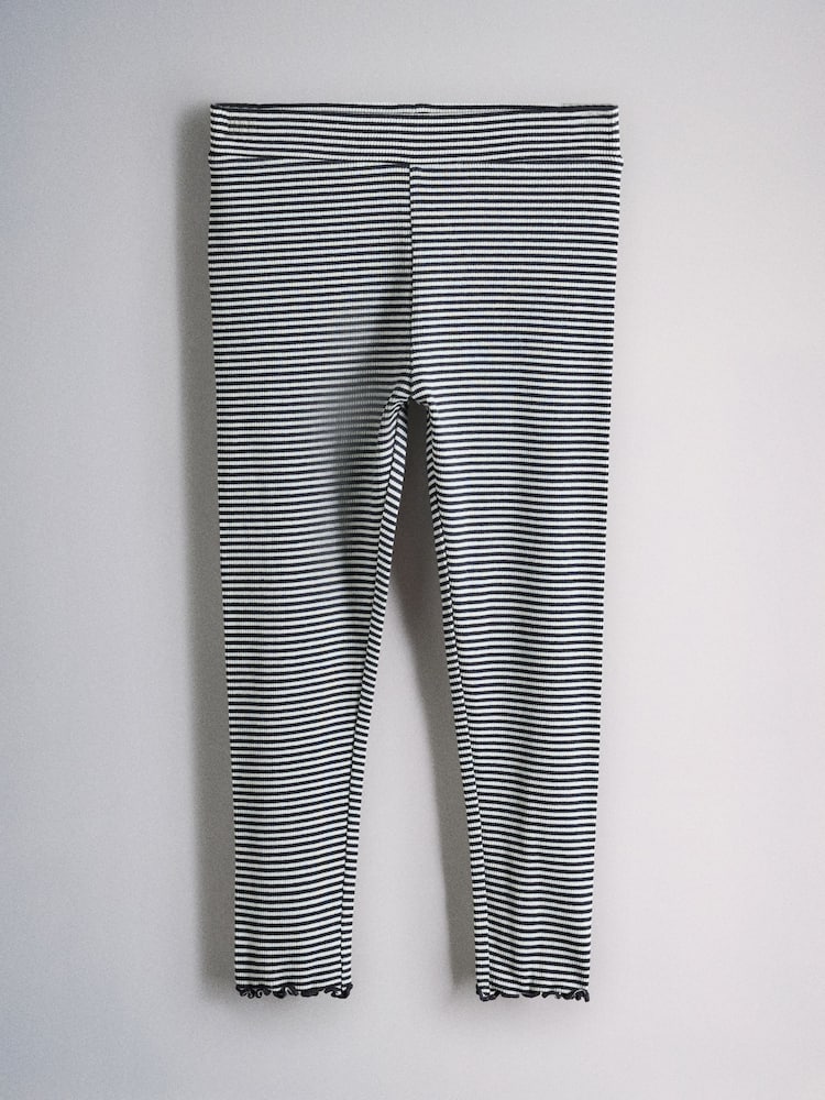 The Set 5 Pack Rib Jersey Leggings Blue/Navy/Stripe/Cream/Burgandy Red - Image 2 of 8