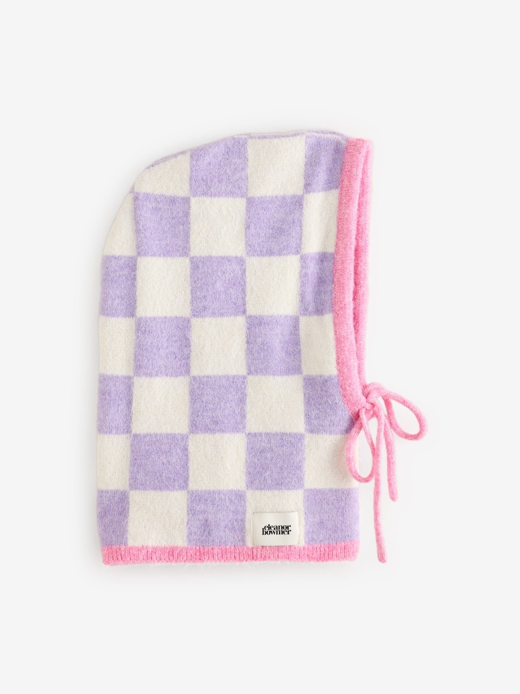 Eleanor Bowmer Check Knitted Hood Scarve - Billede 1 af 3