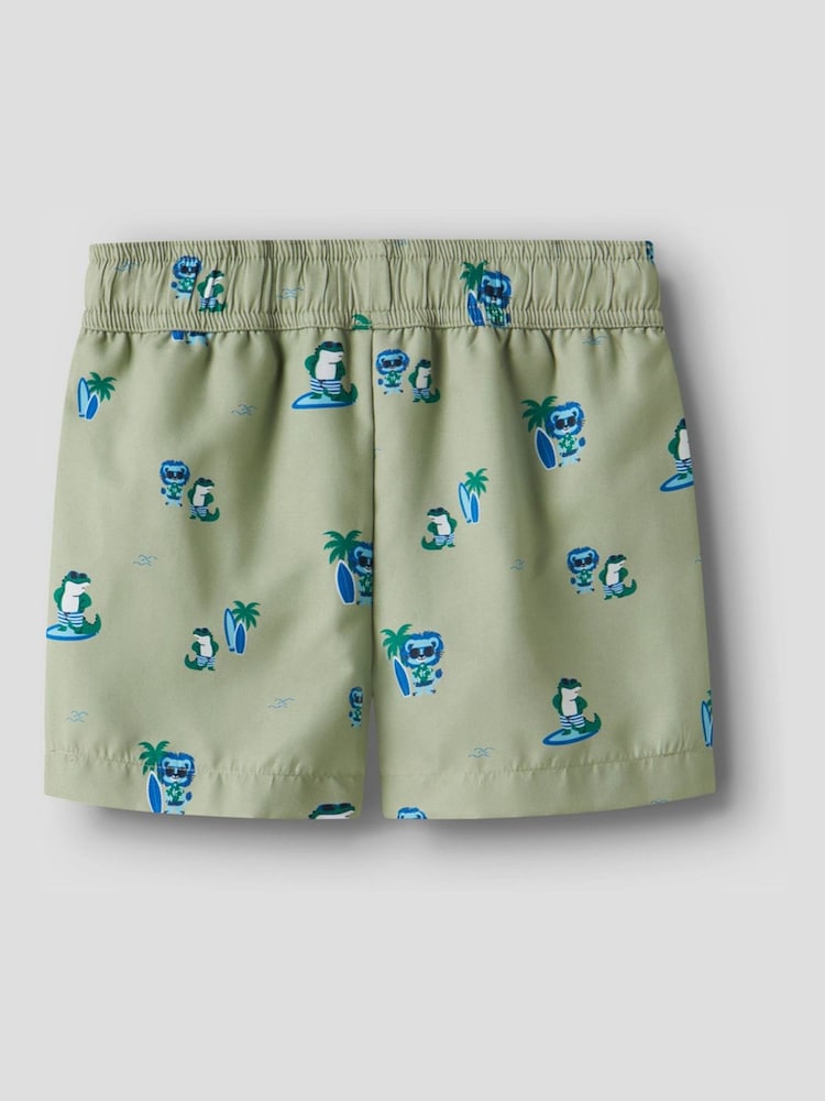 Name It Green Surf Print Swim Shorts - Image 2 of 2 Name It Green Surf Print Swim Shorts - Image 2 of 2