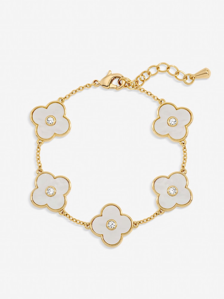 Jon Richard Silver Mother of Pearl Polished Clover Bracelet - Image 1 of 2 Jon Richard Silver Mother of Pearl Polished Clover Bracelet - Image 1 of 2
