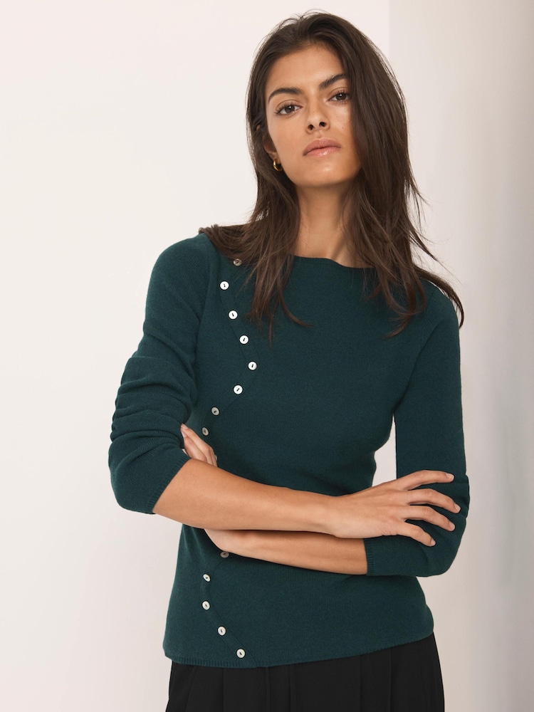Mint Velvet Green Button Detail Knit Top - Image 2 of 8