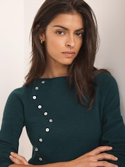 Mint Velvet Green Button Detail Knit Top - Image 5 of 8