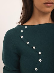Mint Velvet Green Button Detail Knit Top - Image 6 of 8