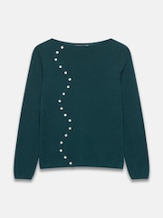 Mint Velvet Green Button Detail Knit Top - Image 7 of 8
