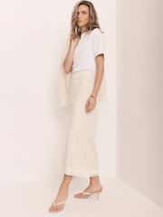 Mint Velvet Natural Crochet Midi Skirt - Image 2 of 8