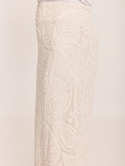 Mint Velvet Natural Crochet Midi Skirt - Image 4 of 8