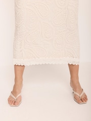 Mint Velvet Natural Crochet Midi Skirt - Image 6 of 8