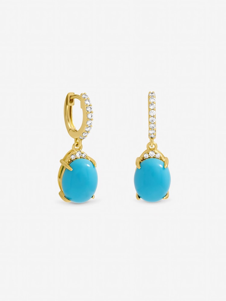 Jon Richard Gold Tone Turquoise Stone Earrings - Image 1 of 3 Jon Richard Gold Tone Turquoise Stone Earrings - Image 1 of 3
