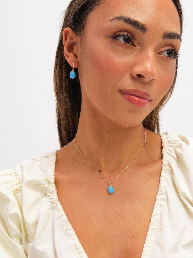 Jon Richard Gold Tone Turquoise Stone Earrings - Image 2 of 3 Jon Richard Gold Tone Turquoise Stone Earrings - Image 2 of 3