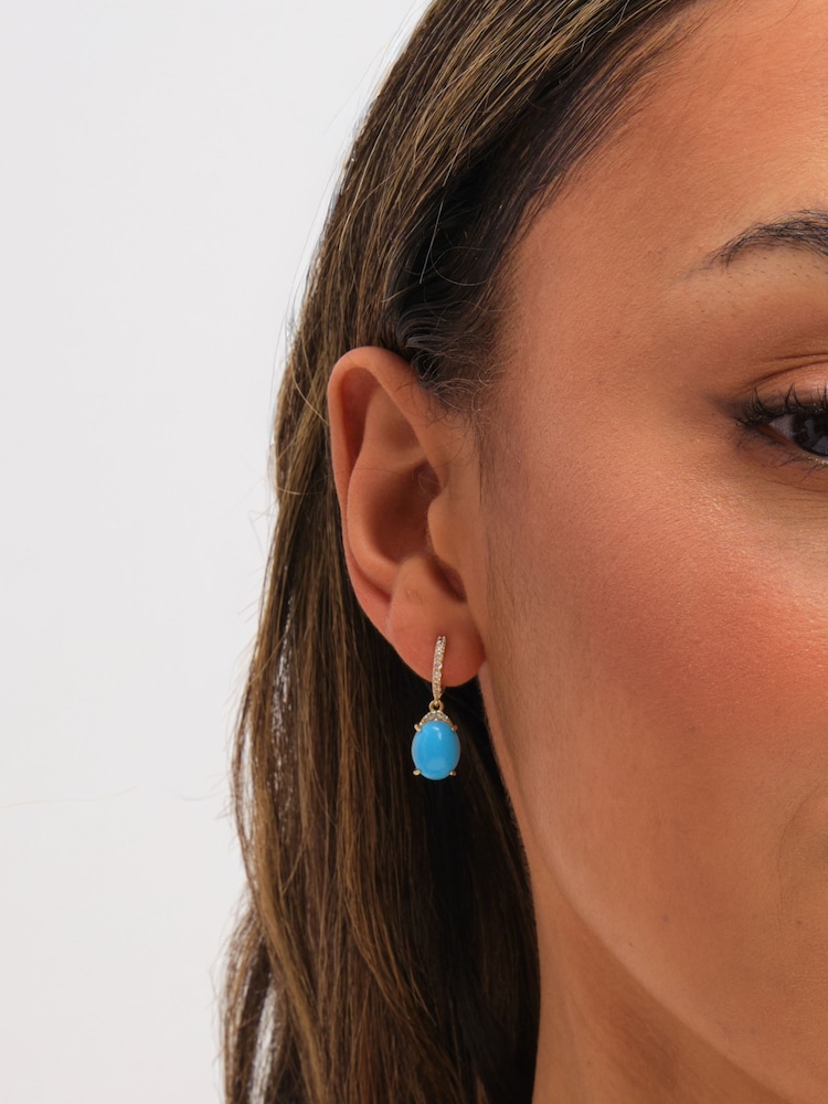 Jon Richard Gold Tone Turquoise Stone Earrings - Image 3 of 3 Jon Richard Gold Tone Turquoise Stone Earrings - Image 3 of 3