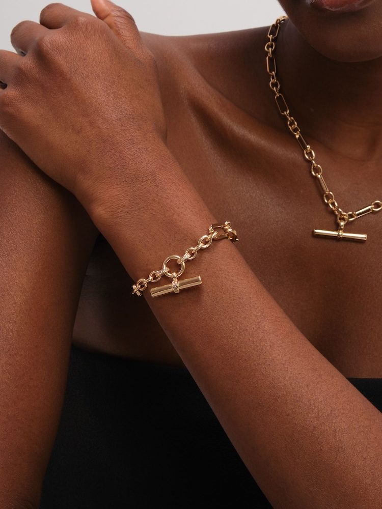 Jon Richard Gold Luxe T-Bar Necklace - Image 2 of 3