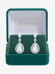 Jon Richard Silver Tone Cubic Zirconia Pear Drop Earrings - Image 1 of 4