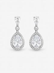 Jon Richard Silver Tone Cubic Zirconia Pear Drop Earrings - Image 2 of 4