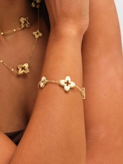 Jon Richard Gold Tone Textured Crystal Clover Long Necklace - Image 4 of 4