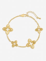 Jon Richard Gold Tone Textured Crystal Clover Bracelet - Image 1 of 3