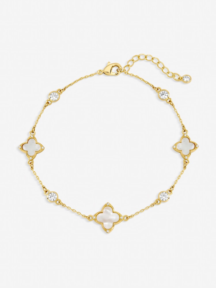 Jon Richard Tone Mother of Pearl and Crystal Clover Bracelet - Изображение 1 3