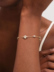 Jon Richard Tone Mother of Pearl and Crystal Clover Bracelet - Изображение 3 3