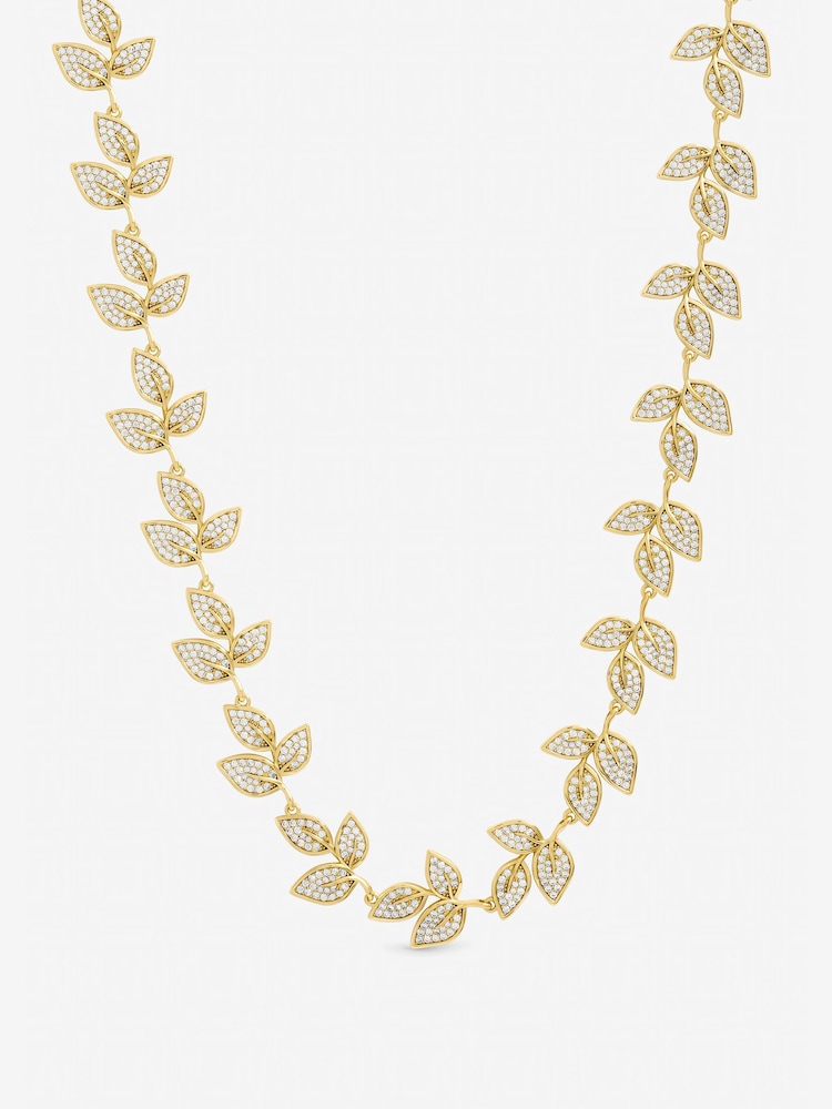 Jon Richard Gold Tone Cubic Zirconia Leaf Necklace - Image 2 of 3 Jon Richard Gold Tone Cubic Zirconia Leaf Necklace - Image 2 of 3