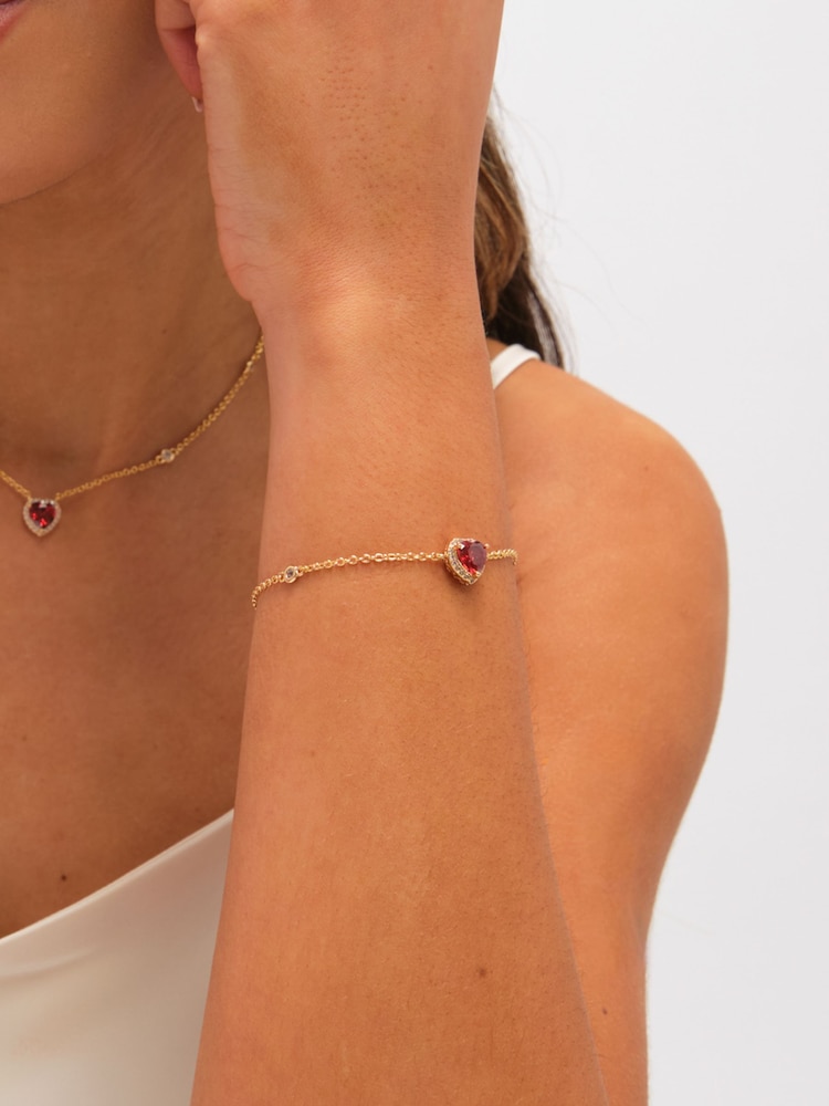 Jon Richard Gold Tone Red Heart Bracelet - Image 1 of 3 Jon Richard Gold Tone Red Heart Bracelet - Image 1 of 3