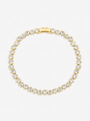 Jon Richard White Crystal Gold Tone Cubic Zirconia Heart Drop Bracelet - Image 1 of 2