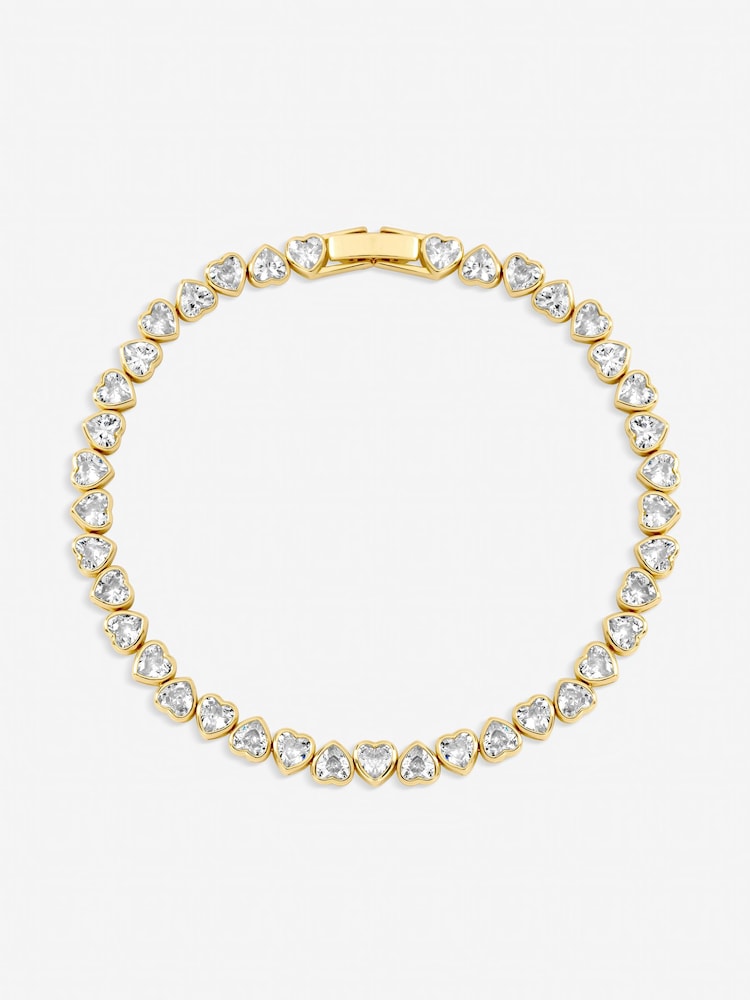 Jon Richard White Crystal Gold Tone Cubic Zirconia Heart Drop Bracelet - Image 1 of 2