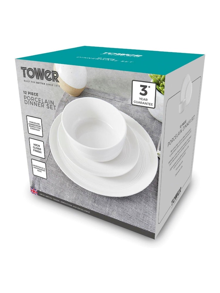 Tower 12 Piece White Dinnerware Set - Image 10 of 10 Tower 12 Piece White Dinnerware Set - Image 10 of 10