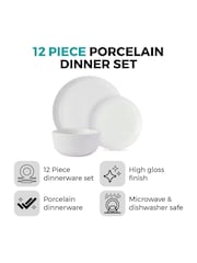 Tower 12 Piece White Dinnerware Set - Image 2 of 10