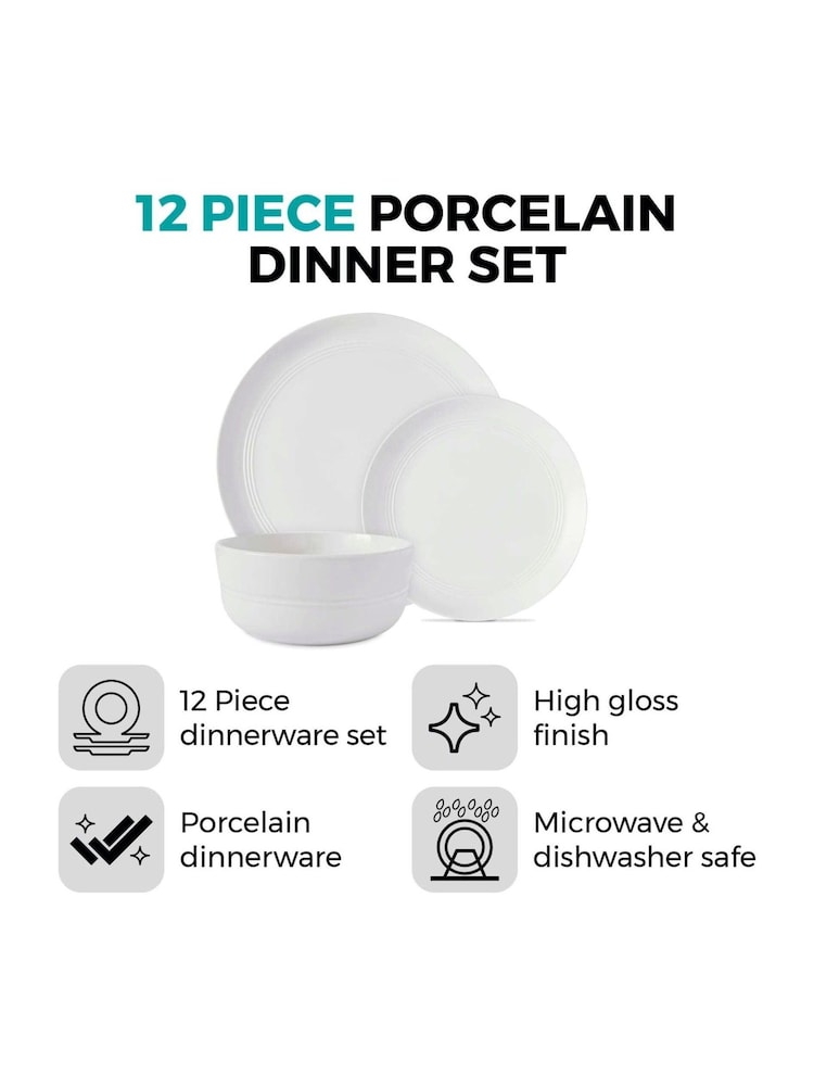 Tower 12 Piece White Dinnerware Set - Image 2 of 10 Tower 12 Piece White Dinnerware Set - Image 2 of 10