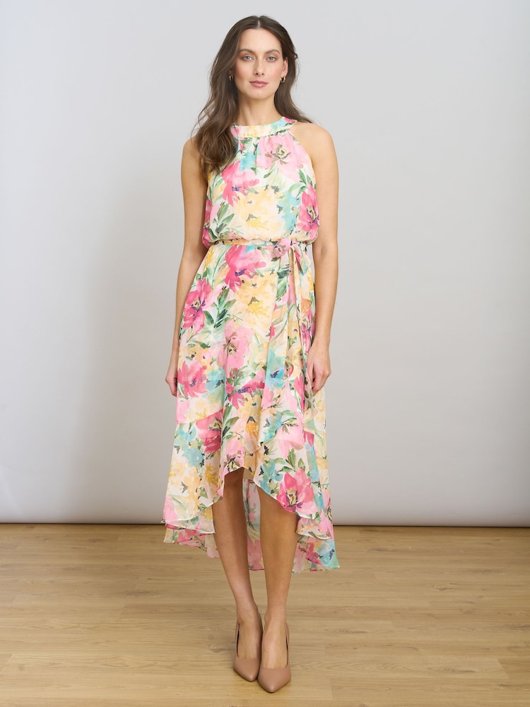 Gina Bacconi Pink Beatrice Lurex Chiffon Dress - Image 1 of 7 Gina Bacconi Pink Beatrice Lurex Chiffon Dress - Image 1 of 7