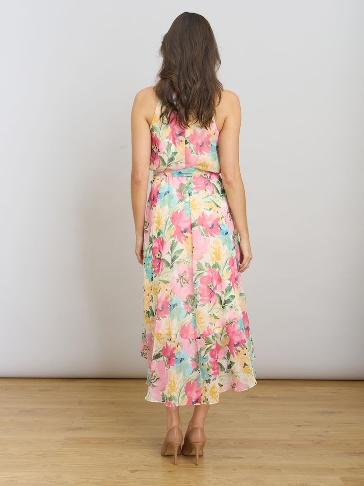 Gina Bacconi Pink Beatrice Lurex Chiffon Dress - Image 2 of 7 Gina Bacconi Pink Beatrice Lurex Chiffon Dress - Image 2 of 7