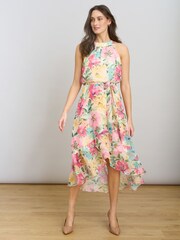 Gina Bacconi Pink Beatrice Lurex Chiffon Dress - Image 3 of 7