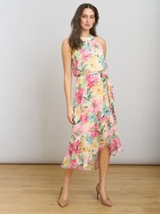 Gina Bacconi Pink Beatrice Lurex Chiffon Dress - Image 5 of 7