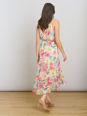 Gina Bacconi Pink Beatrice Lurex Chiffon Dress - Image 6 of 7