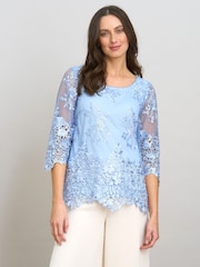 Gina Bacconi Kirsten Embroidered Blouse With Scallop Detail - Bild 3 von 9