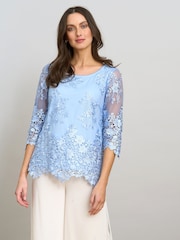 Gina Bacconi Kirsten Embroidered Blouse With Scallop Detail - Bild 4 von 9